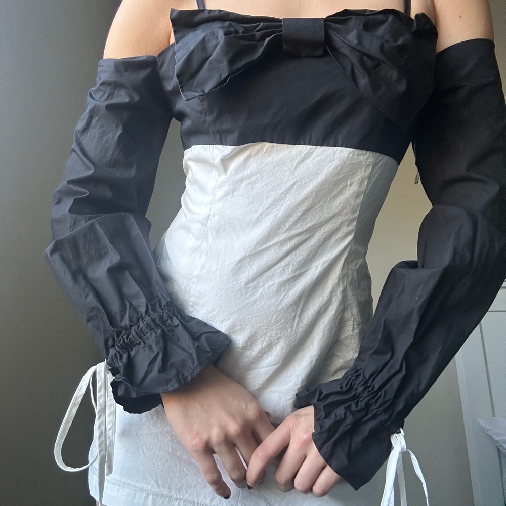 cute coquette bow dress with black sleeves